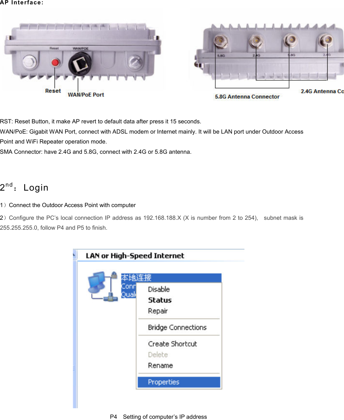 Page 2 of Yunlink Technology P48 Outdoor Access Point User Manual HWAP80 P48                                  