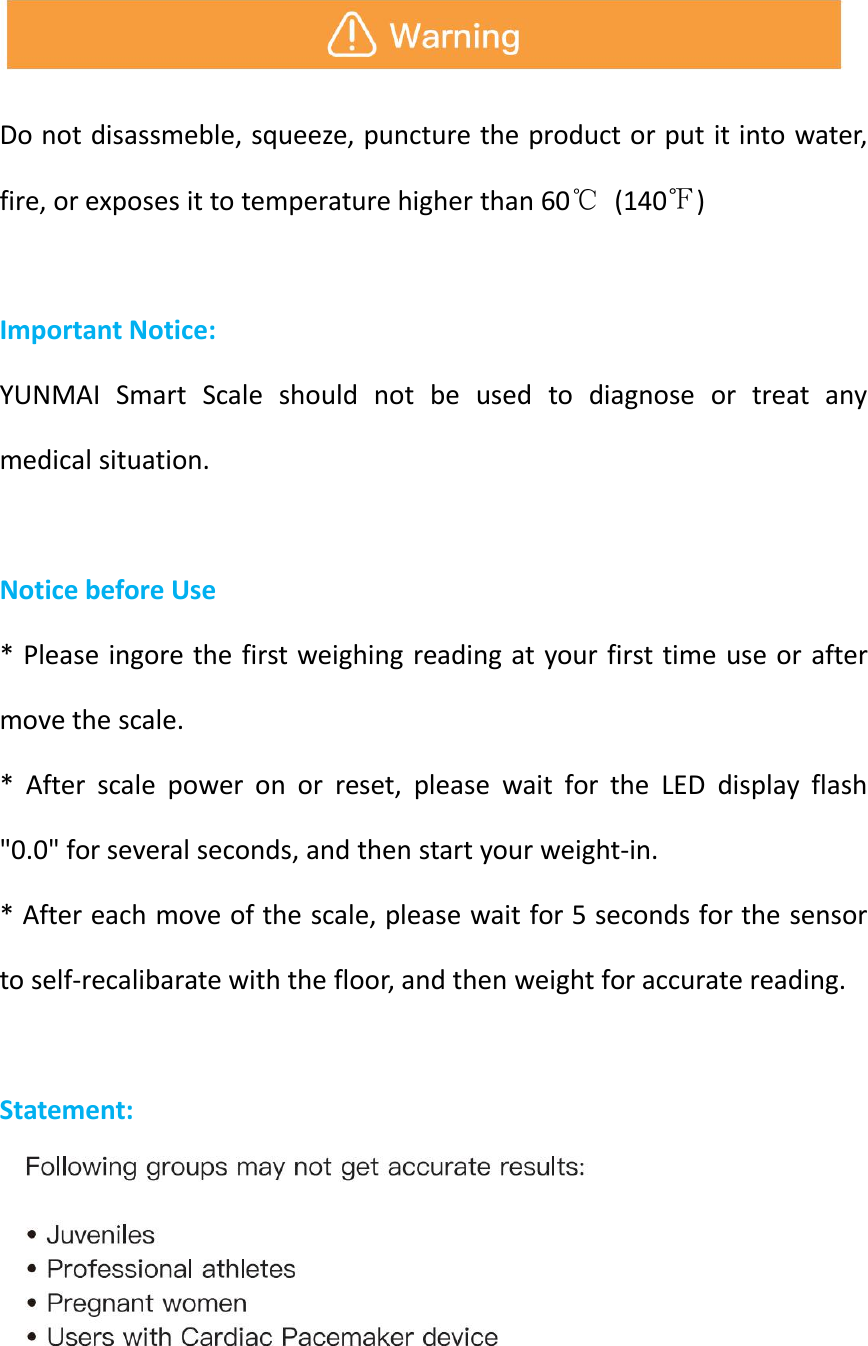 Page 2 of Yunmai Technology M1805 YUNMAI Smart Scale User Manual 