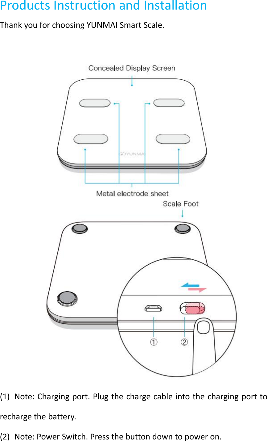 Page 4 of Yunmai Technology M1805 YUNMAI Smart Scale User Manual 