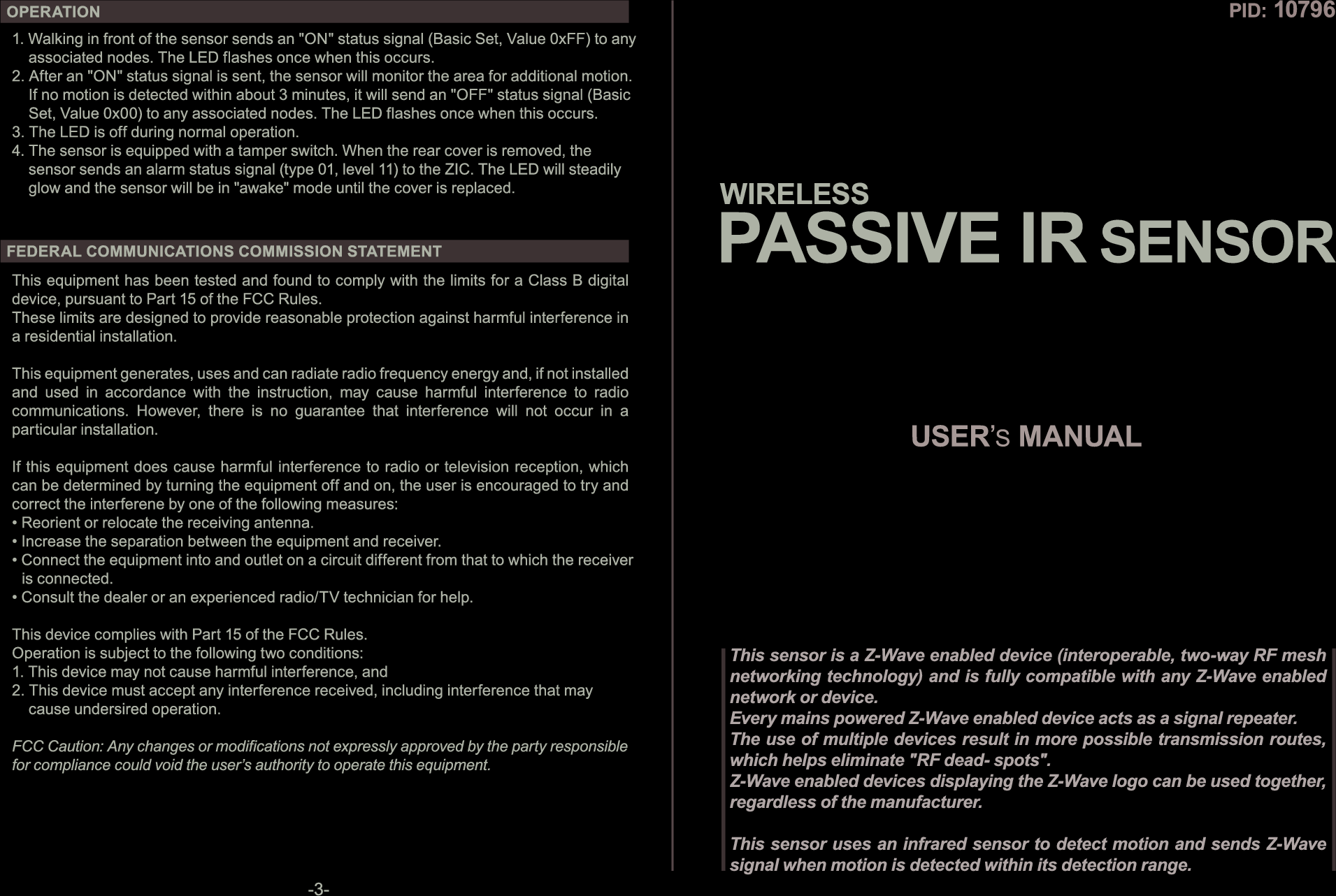 Page 1 of 2 - Z-Wave 10796 Manual 131204 10796_Manual_131204 User