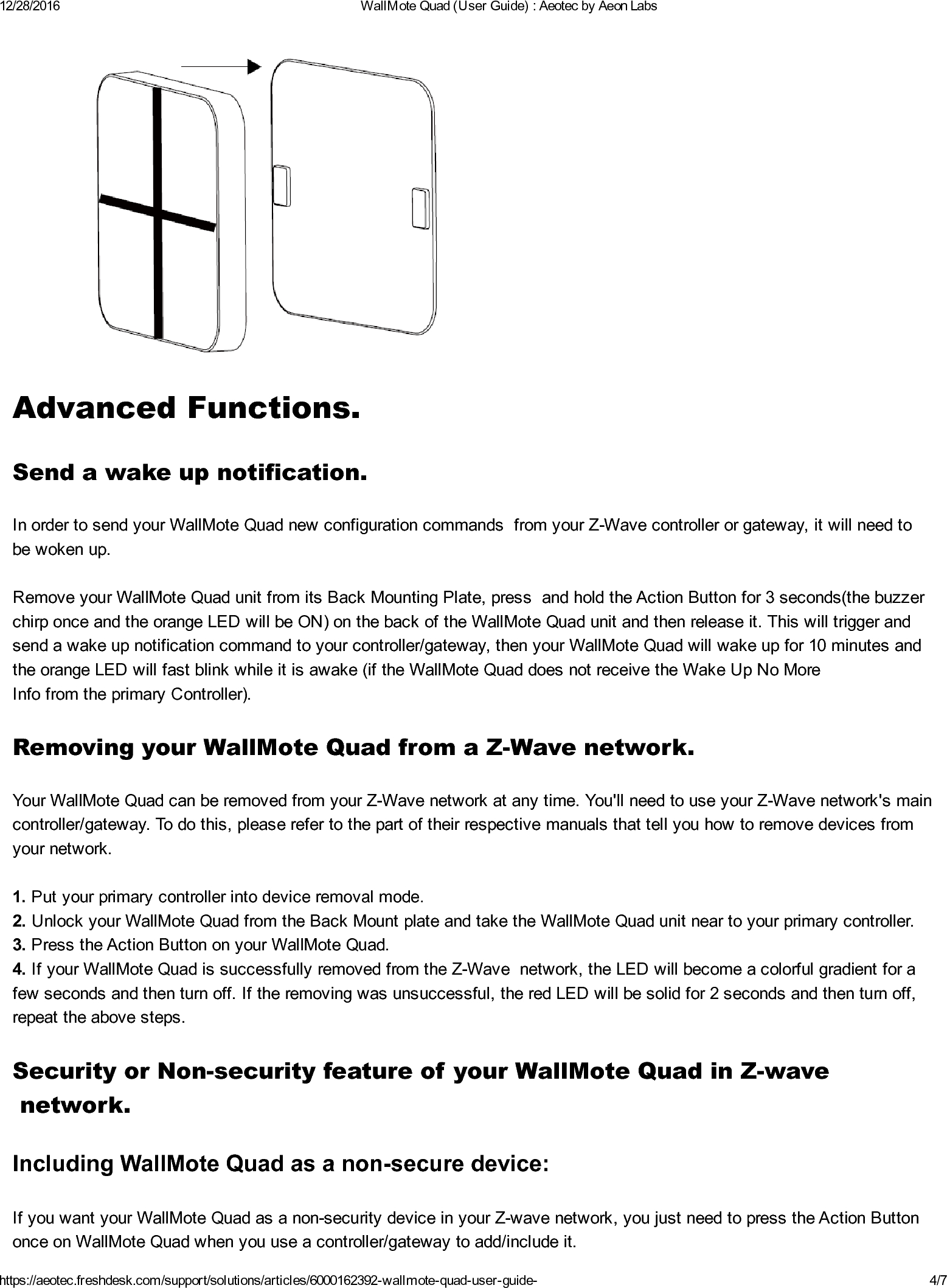 Page 4 of 7 - Z-Wave Aeotec Wallmote Quad User Manual