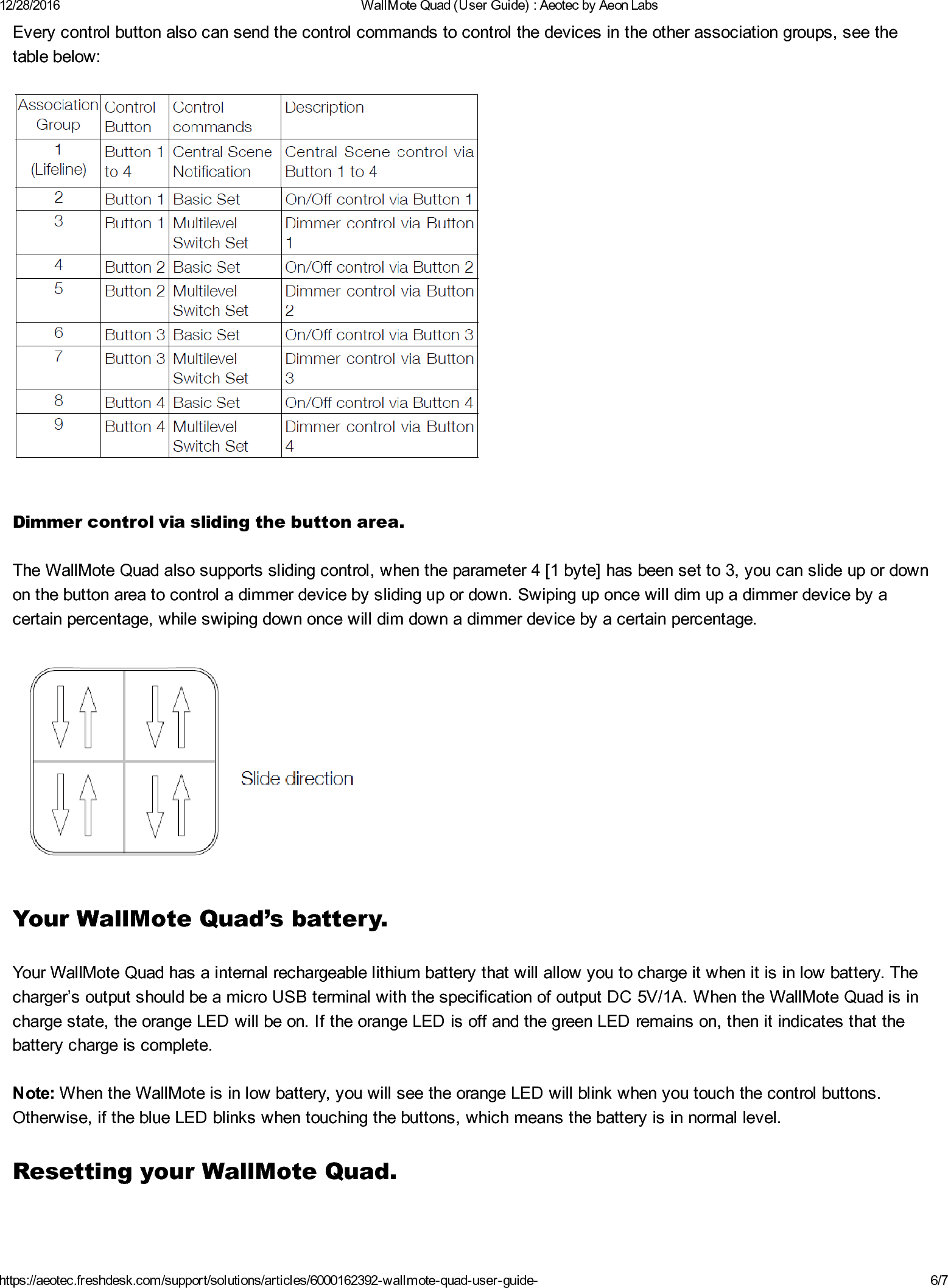 Page 6 of 7 - Z-Wave Aeotec Wallmote Quad User Manual