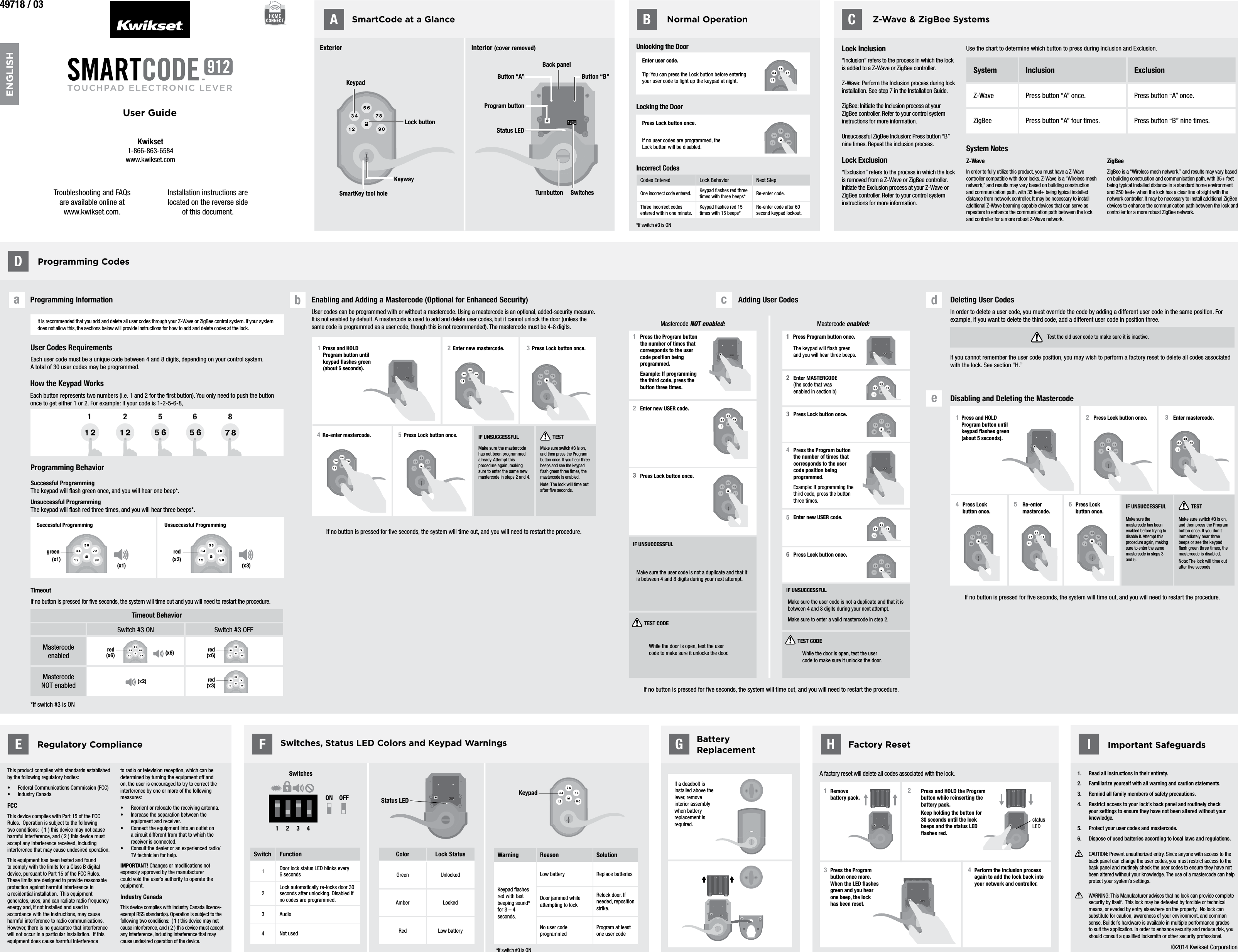 Page 2 of 2 - Z-Wave B004F1F1Py Kwikset Smartcode 912 Installation Guide User Manual Smart Code