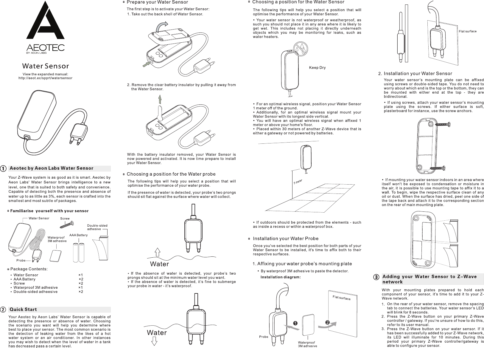 Z Wave B00h3tj3p4 Aeotec By Aeon Labs Water Sensor Dsb45 Zwus Manual Sensor Al001 英文 User