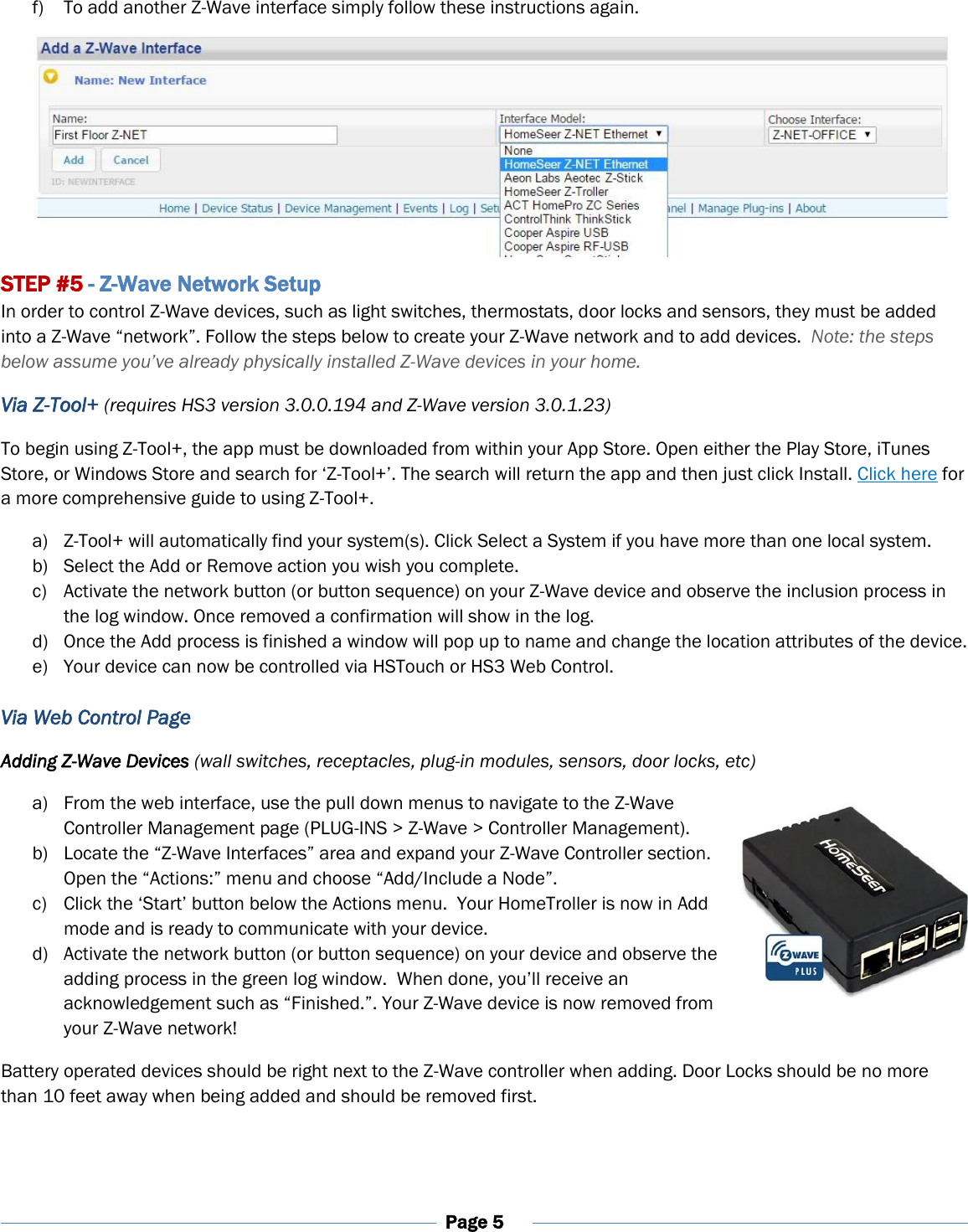 Page 5 of 11 - Z-Wave B00O2Bbxcw Homeseer Hometroller-Sel Quick Start Guide User Manual Home Seer Troller-SEL