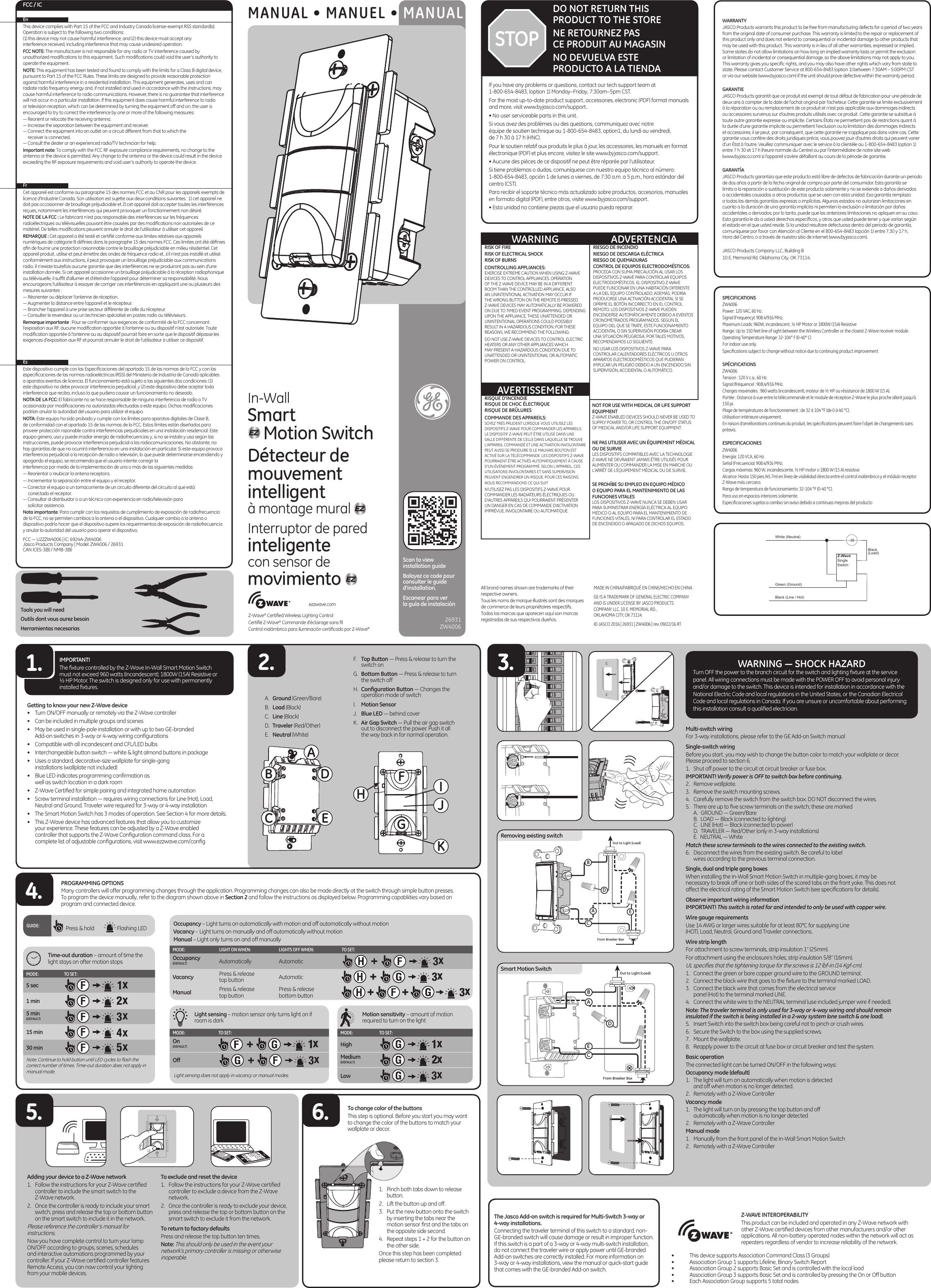 Page 1 of 4 - B07226MG2T - GE Light  Motion Sensor 26931 Manual