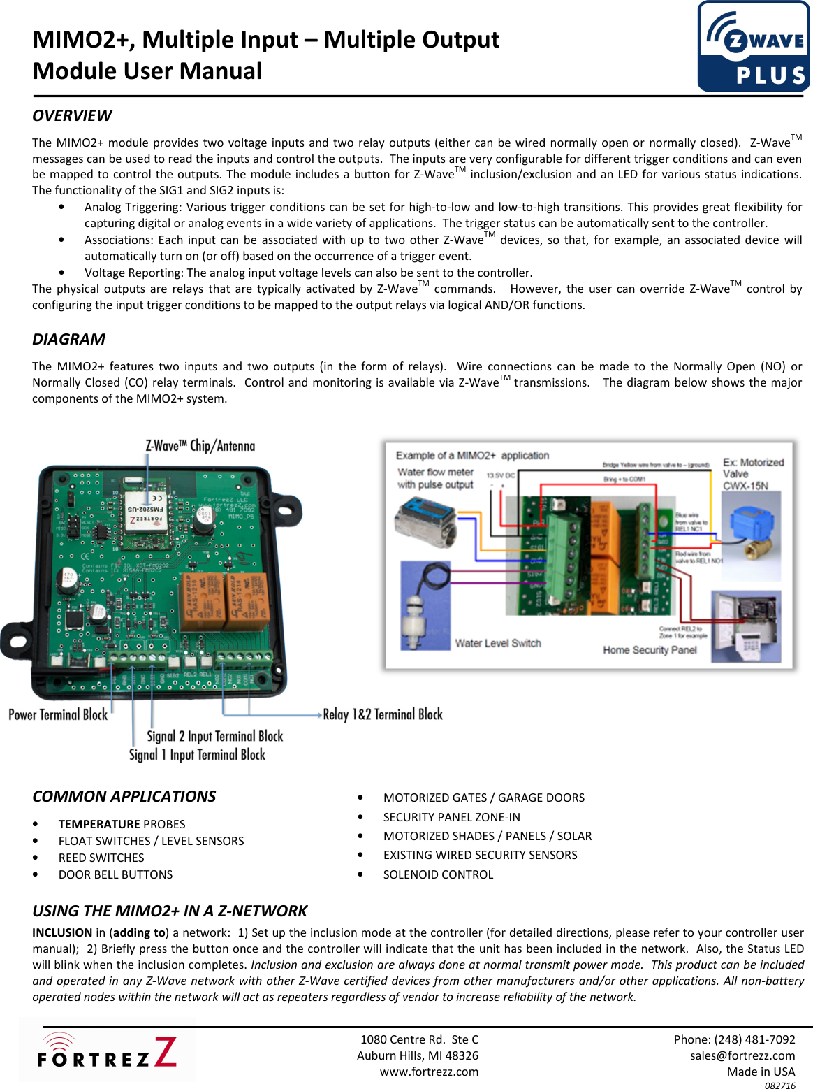 Page 2 of 6 - User Manual MIMO2+x  Fortrezz Mi MO2