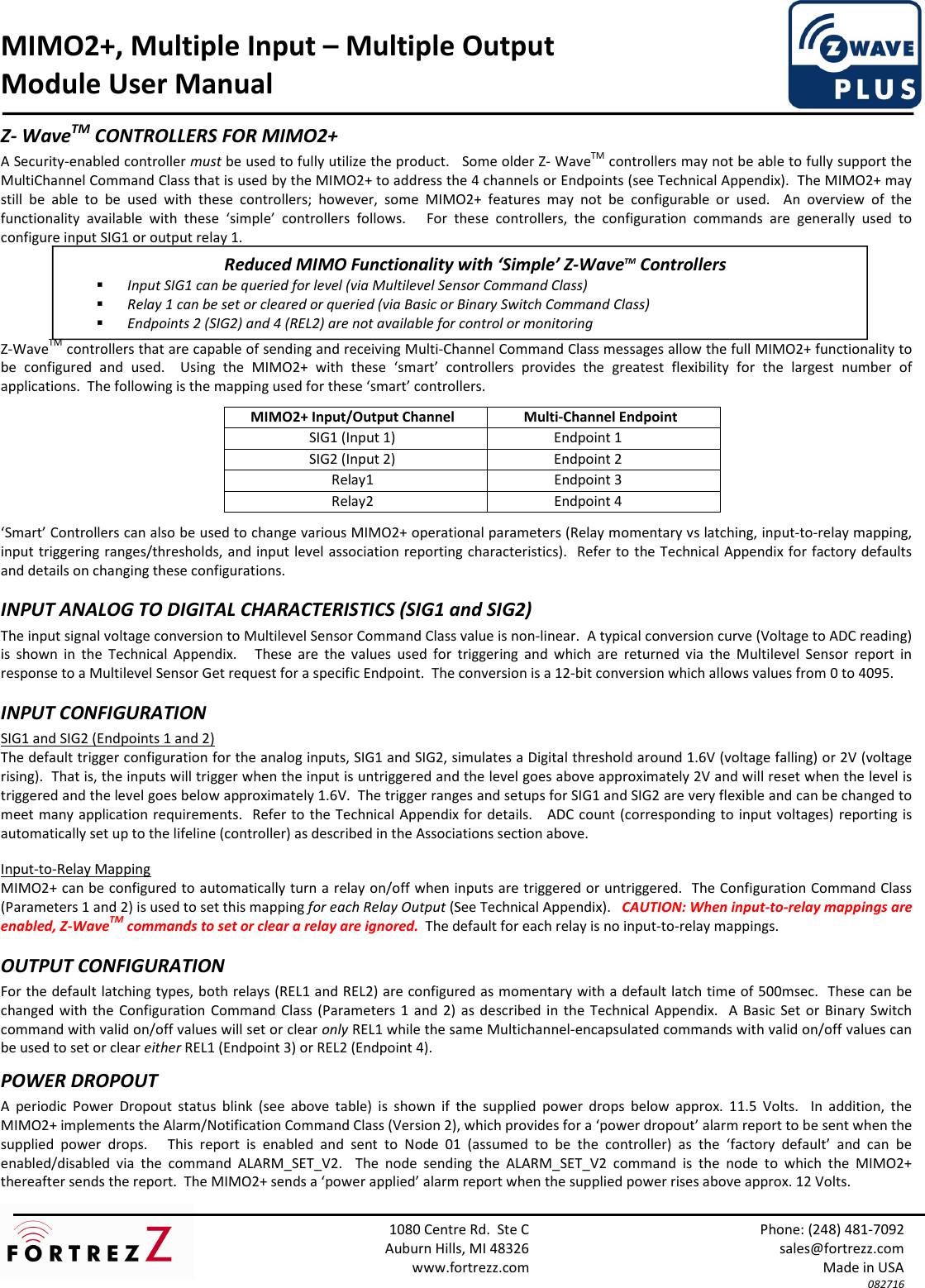 Page 4 of 6 - User Manual MIMO2+x  Fortrezz Mi MO2