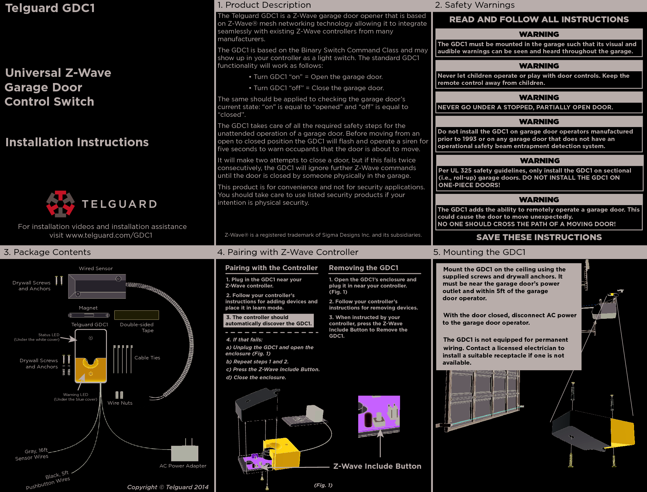 Page 1 of 2 - Z-Wave Gdc1 User'S Manual 1 2 1.2 User