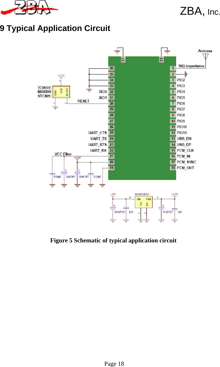        ZBA, Inc.  9 Typical Application Circuit                                        Figure 5 Schematic of typical application circuit                       Page 18