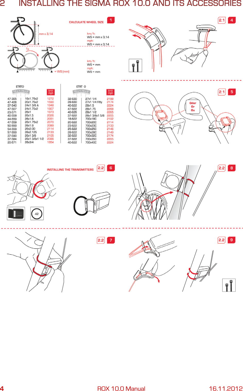 4 ROX 10.0 Manual 16.11.2012 2 INSTALLING THE SIGMA ROX 10.0 AND ITS ACCESSORIES      