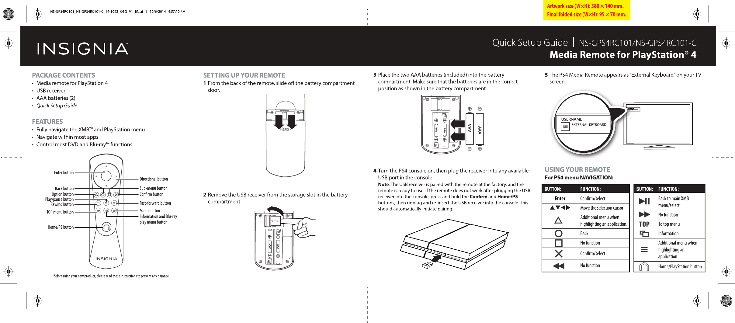 ZEN Factory Group 5B04001ZEN Media Remote for PlayStation4 User Manual