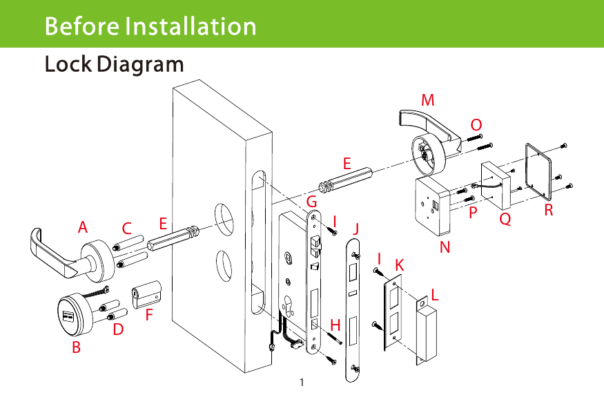 1Lock DiagramBefore InstallationABDGCHOMEIJNFPKLRQEI