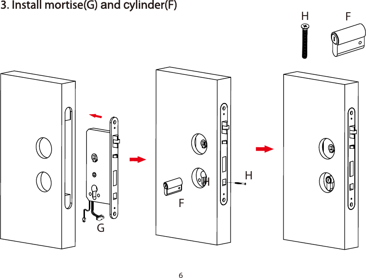 63. Install mortise(G) and cylinder(F)FFHHGH