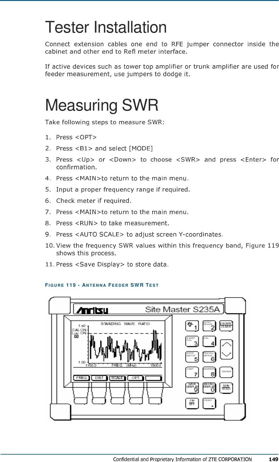 Tester Installation Measuring SWR            FIG U R E   119 - AN TEN N A FE E D ER  SWR TEST  