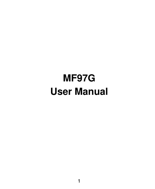  1             MF97G User Manual    