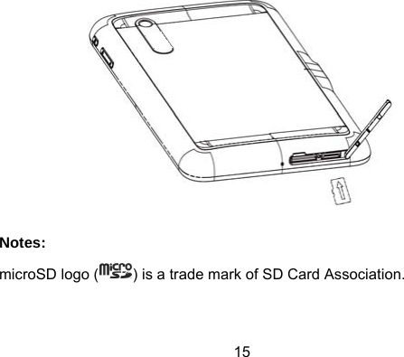 15  Notes: microSD logo ( ) is a trade mark of SD Card Association. 