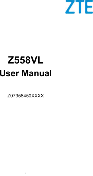  1        Z558VL   User Manual  Z07958450XXXX 