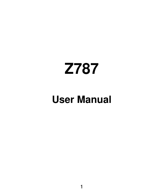 1   Z787      User Manual    