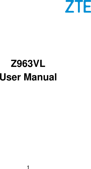  1             Z963VL User Manual    