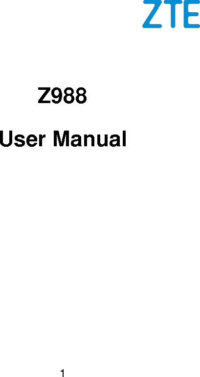  1     Z988  User Manual             