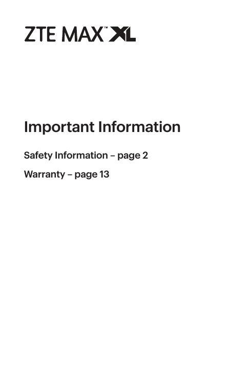Important InformationSafety Information – page 2Warranty – page 13