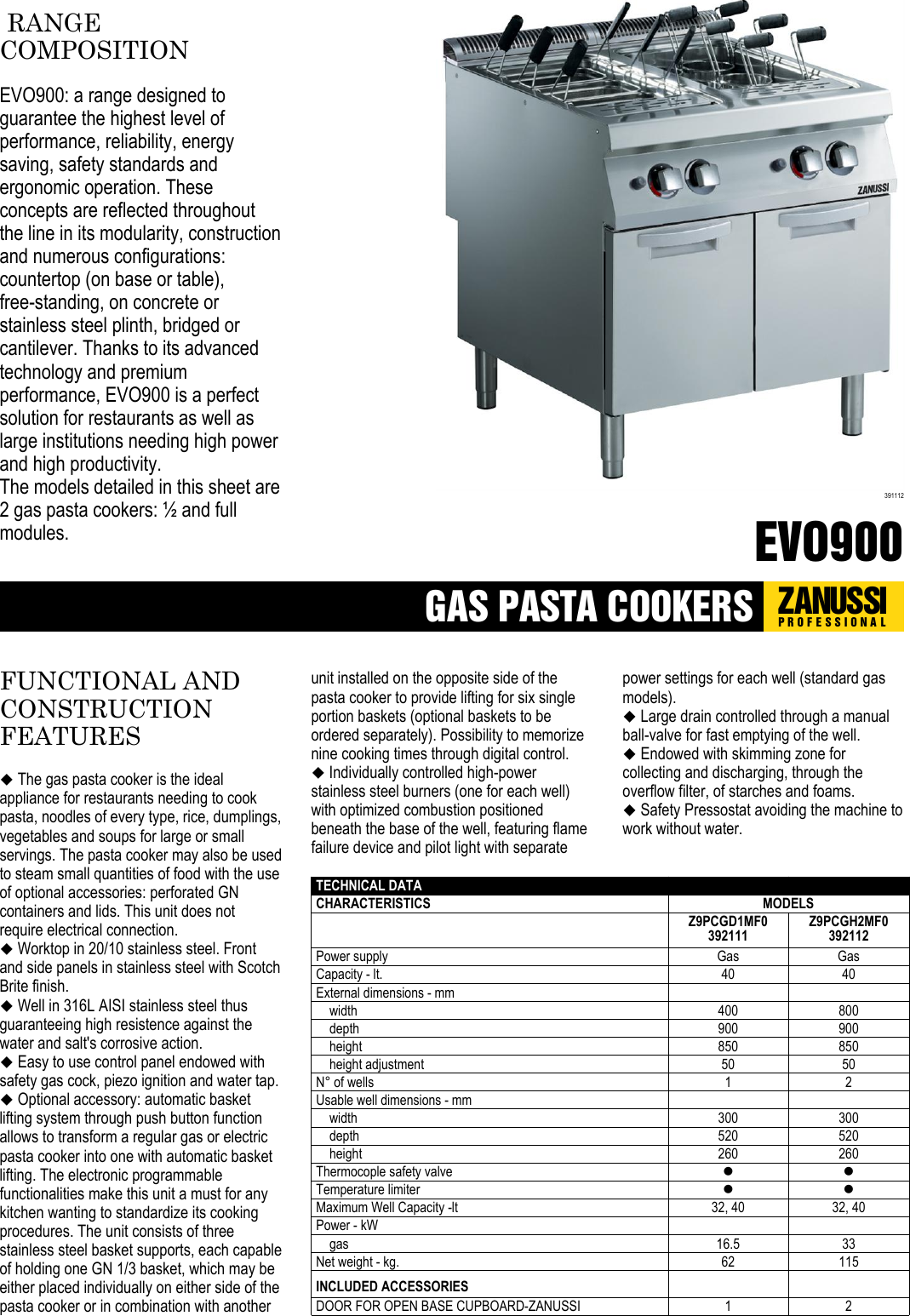 Page 1 of 4 - Zanussi EVO900 GAS PASTA COOKERS User Manual  To The 9ef64df4-bf46-4bf2-aeac-7d588519a5ef