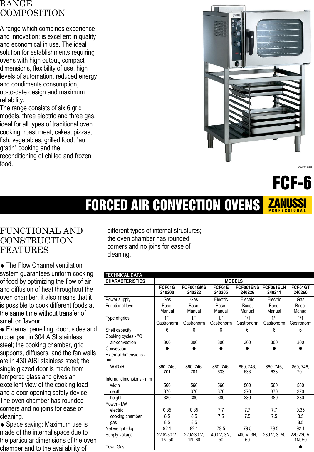 Page 1 of 4 - Zanussi Zanussi-240200-Brochure- FORCED AIR CONVECTION OVENS  Zanussi-240200-brochure