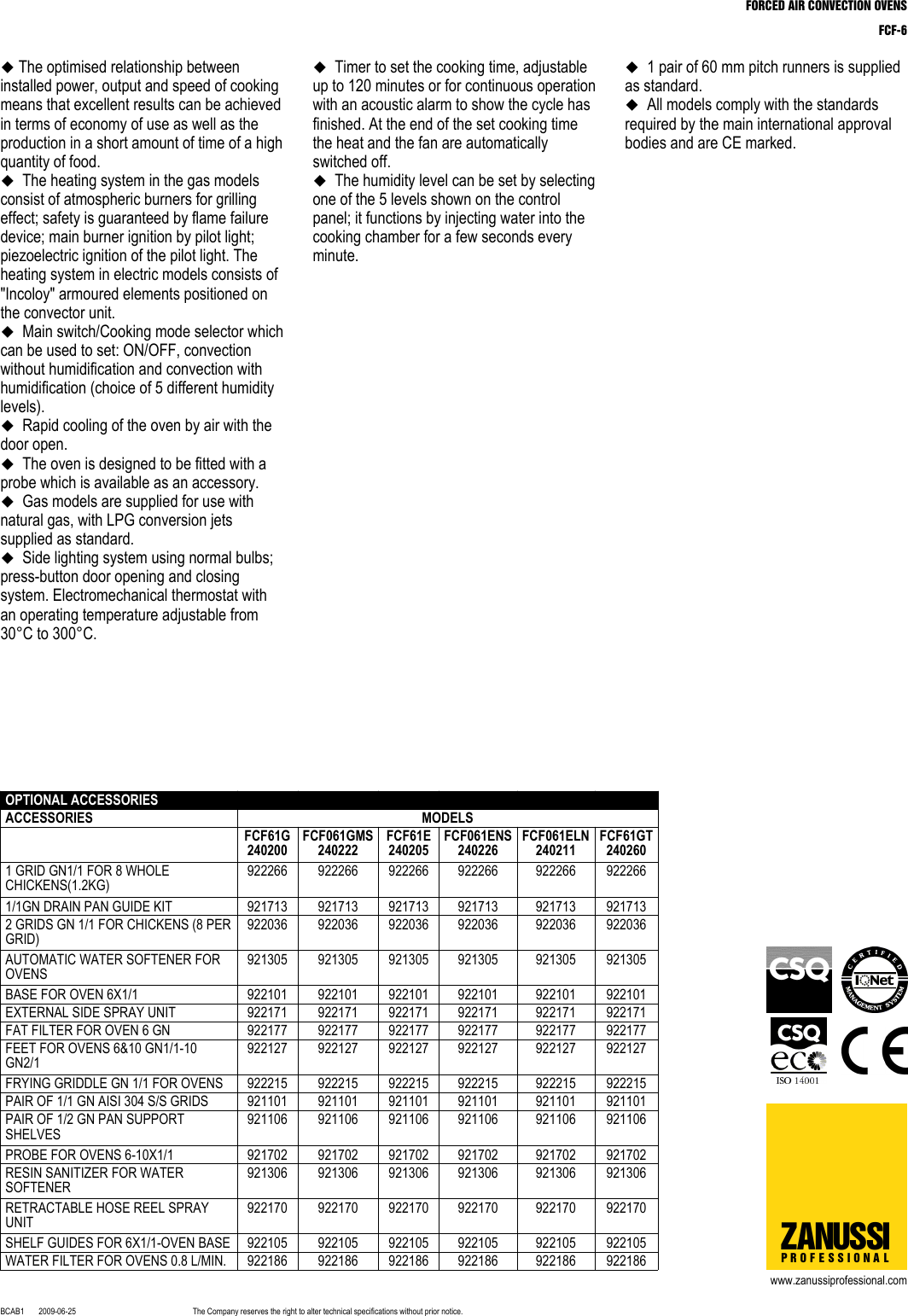 Page 2 of 4 - Zanussi Zanussi-240200-Brochure- FORCED AIR CONVECTION OVENS  Zanussi-240200-brochure