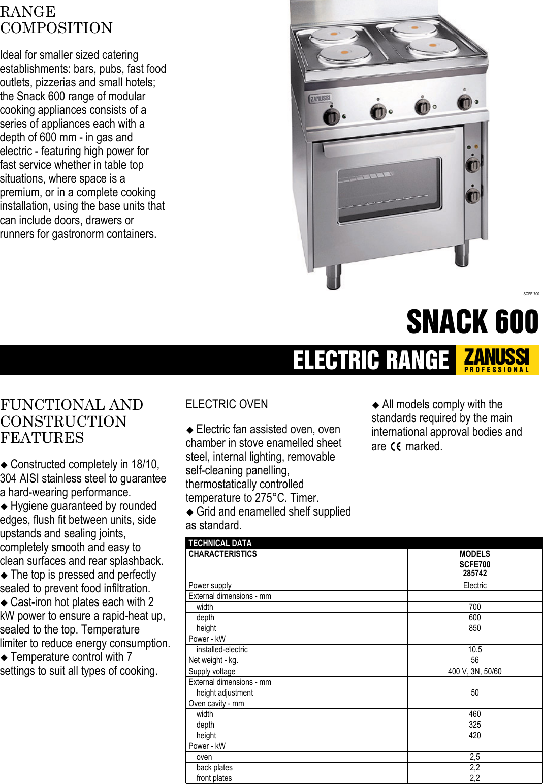 Page 1 of 2 - Zanussi Zanussi-285742-Brochure- ELECTRIC RANGE Zanussi-285742-brochure