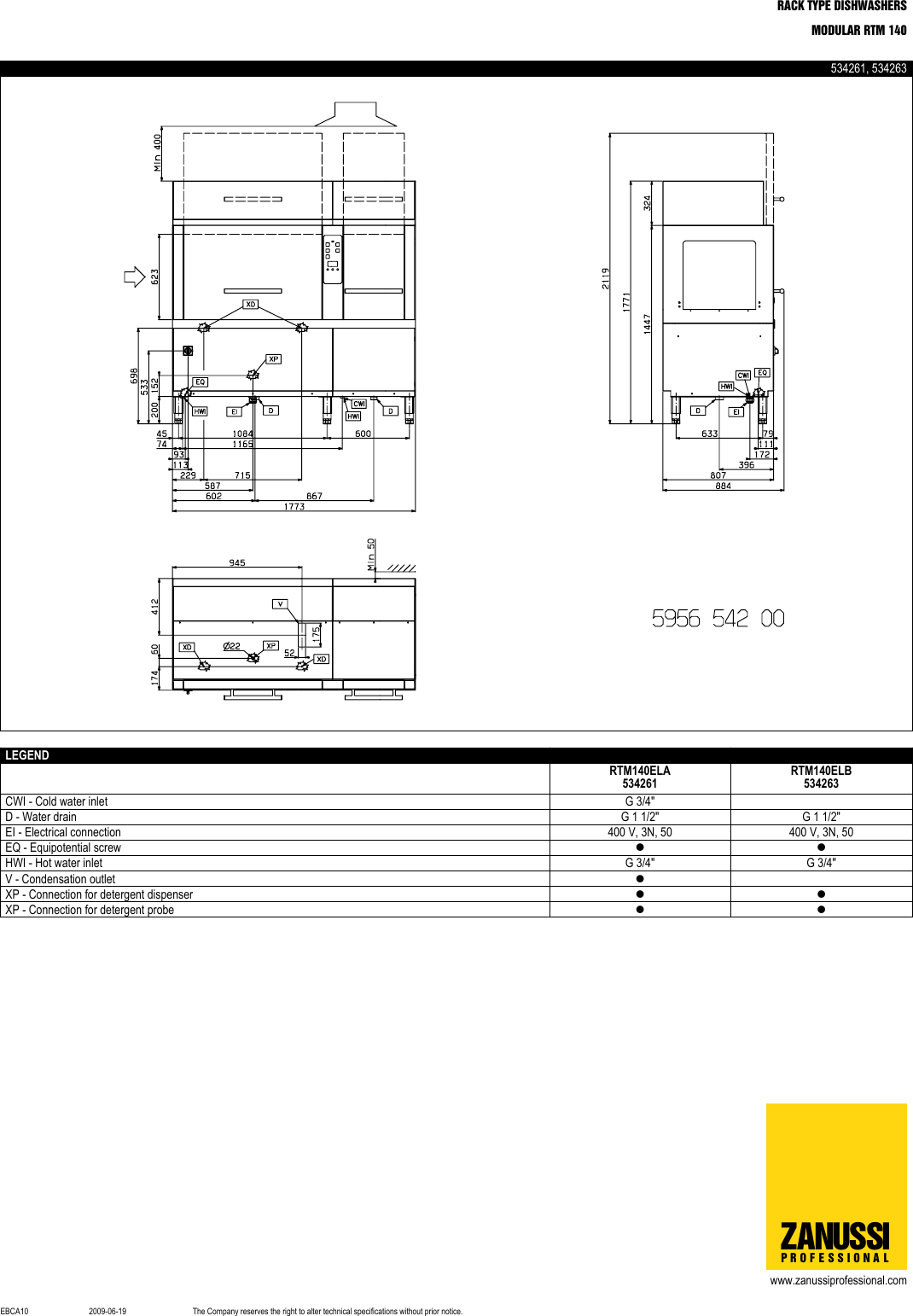 Page 4 of 4 - Zanussi Zanussi-534260-Brochure- RACK TYPE DISHWASHERS  Zanussi-534260-brochure