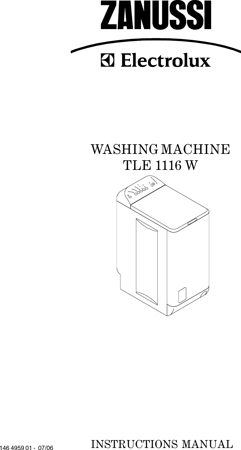 Zanussi Tle 1116 W Instruction Booklet I