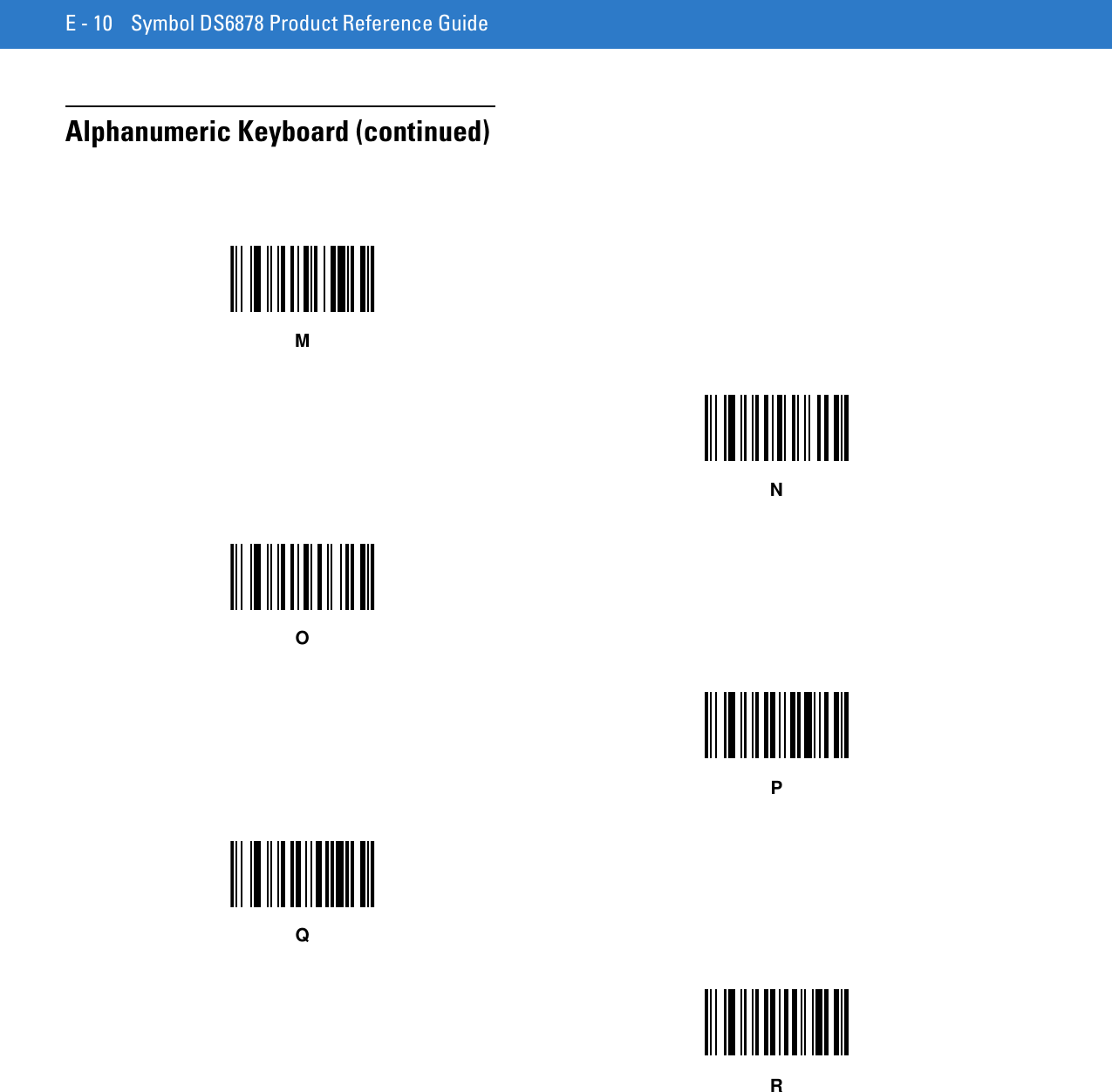 E - 10 Symbol DS6878 Product Reference GuideAlphanumeric Keyboard (continued)MNOPQR