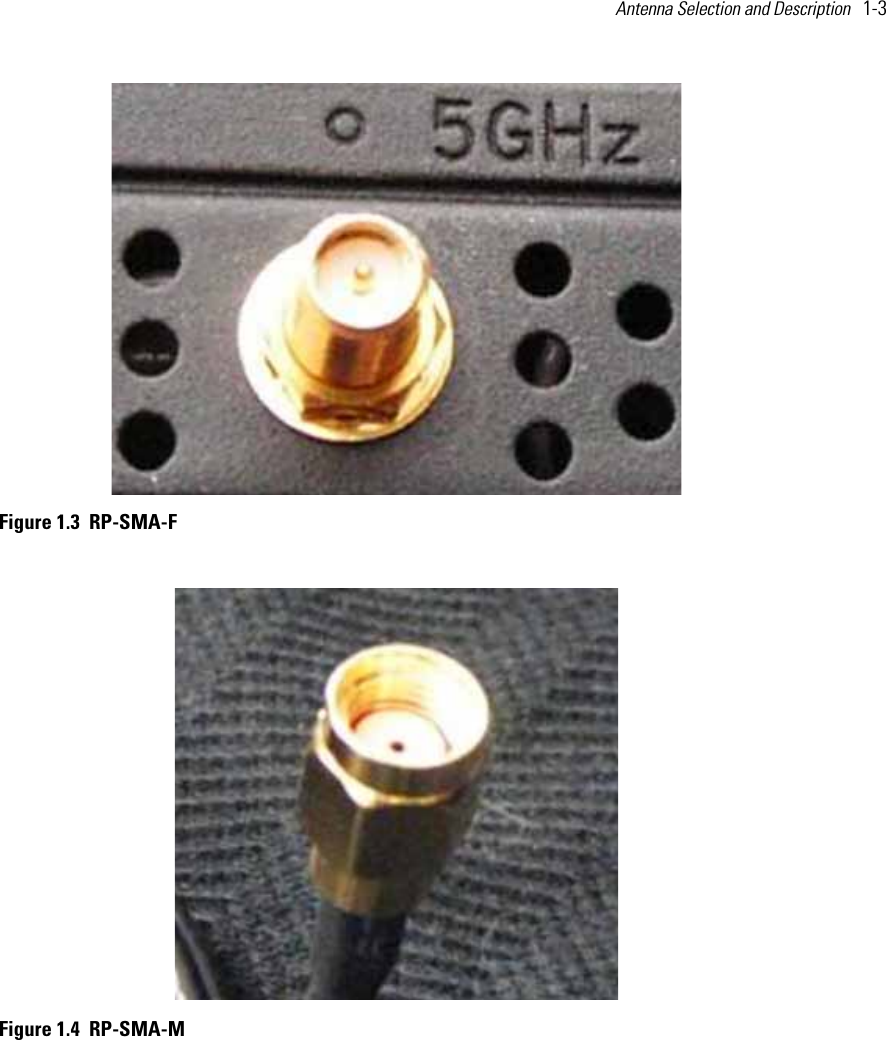 Antenna Selection and Description   1-3  Figure 1.3 RP-SMA-F Figure 1.4 RP-SMA-M