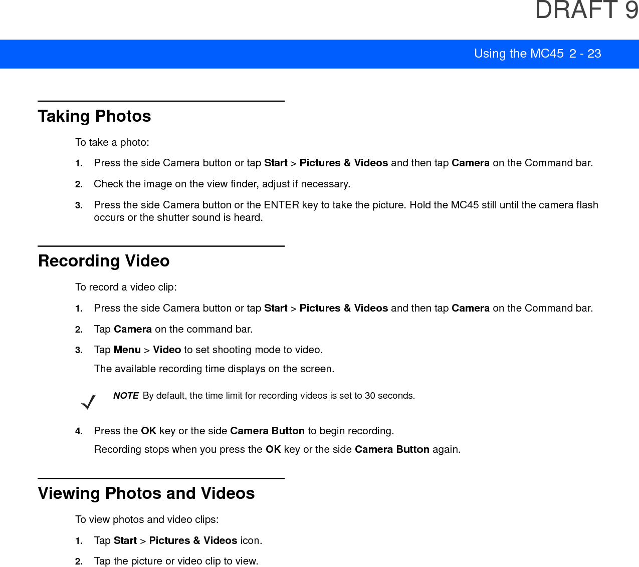 DRAFT 92 - 24 MC45 User Guide