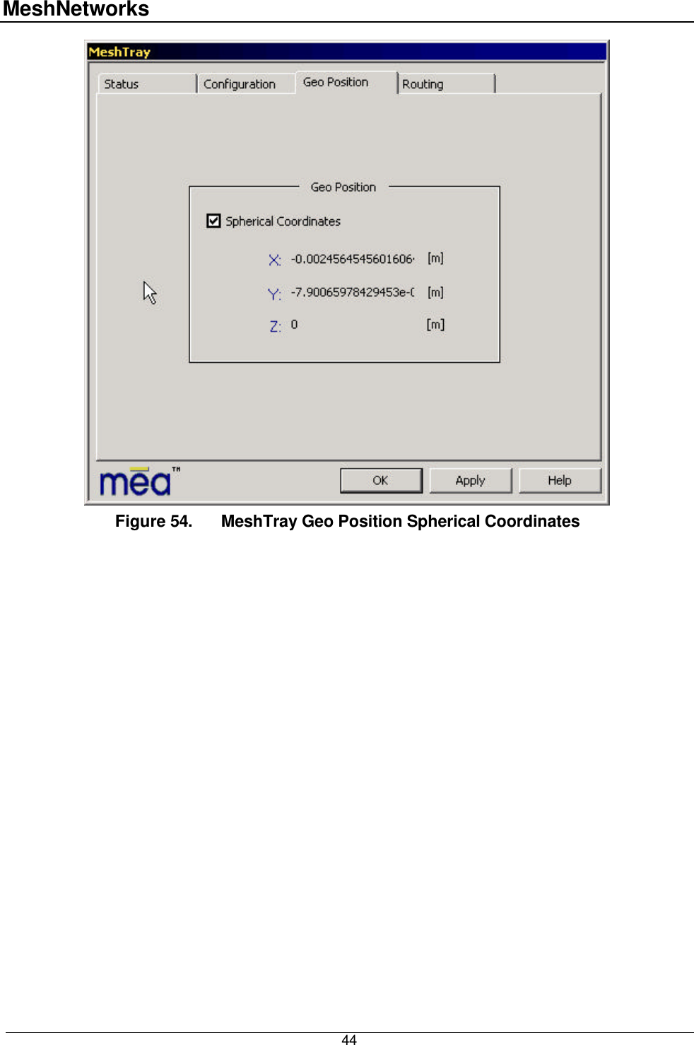 MeshNetworks  44  Figure 54. MeshTray Geo Position Spherical Coordinates  