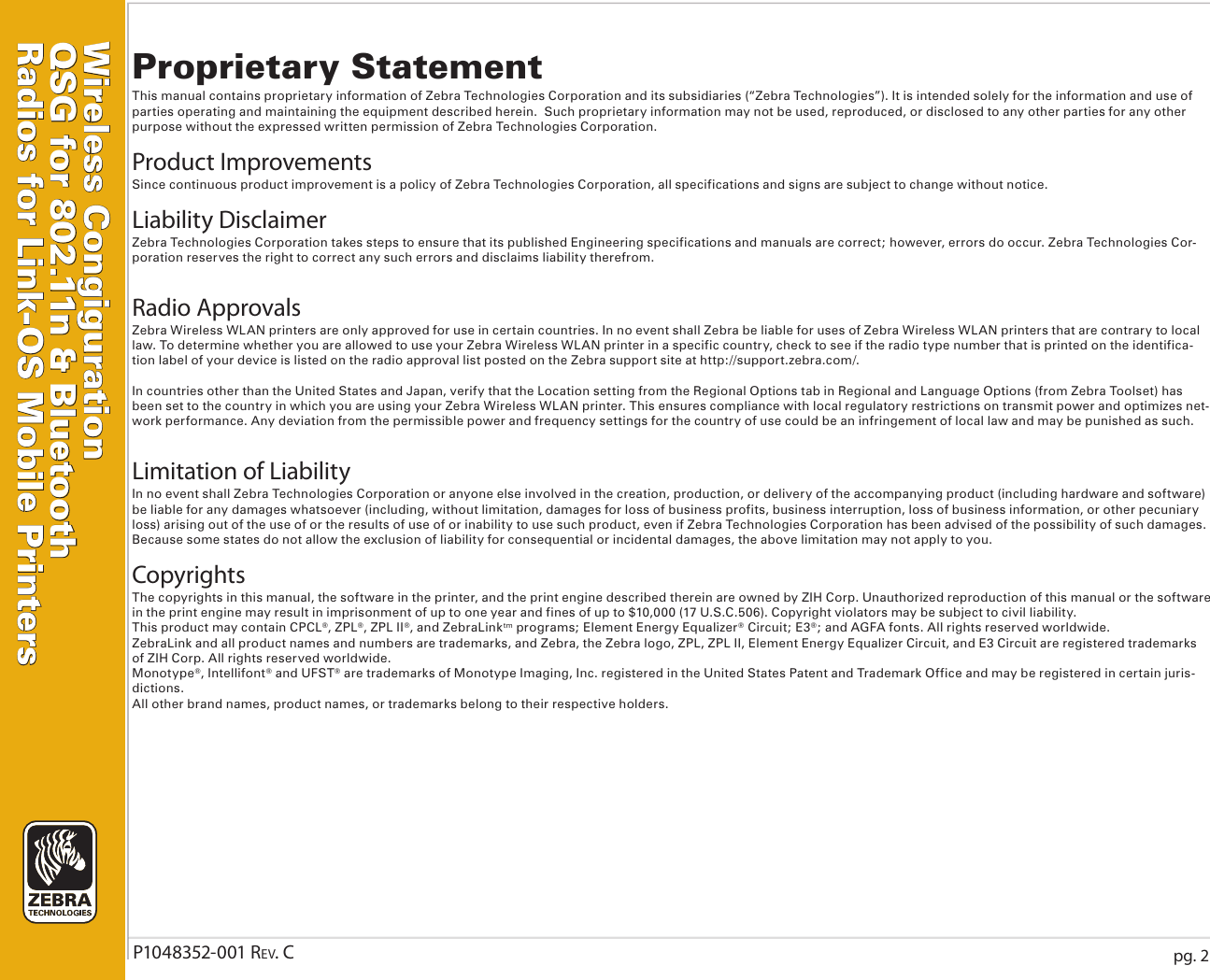 Page 3 of 11 - Zebra Zebra-Zebra-P1048352-001-Users-Manual- P1048352-001 Zebra-zebra-p1048352-001-users-manual