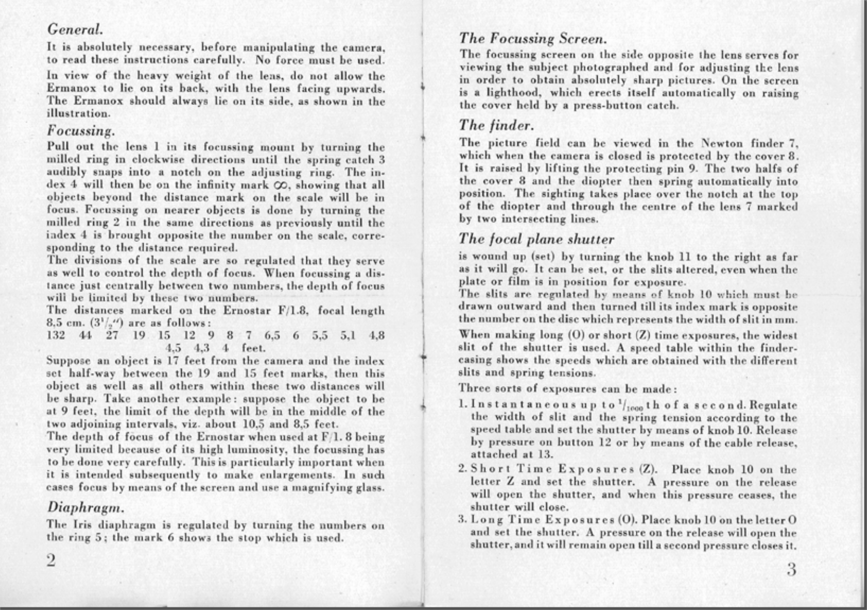 Page 2 of 4 - Zeiss-Ikon Zeiss-Ikon-Ermanox-45-X-6Cm-Directions-For-Use- Zeiss-ikon-ermanox-45-x-6cm-directions-for-use