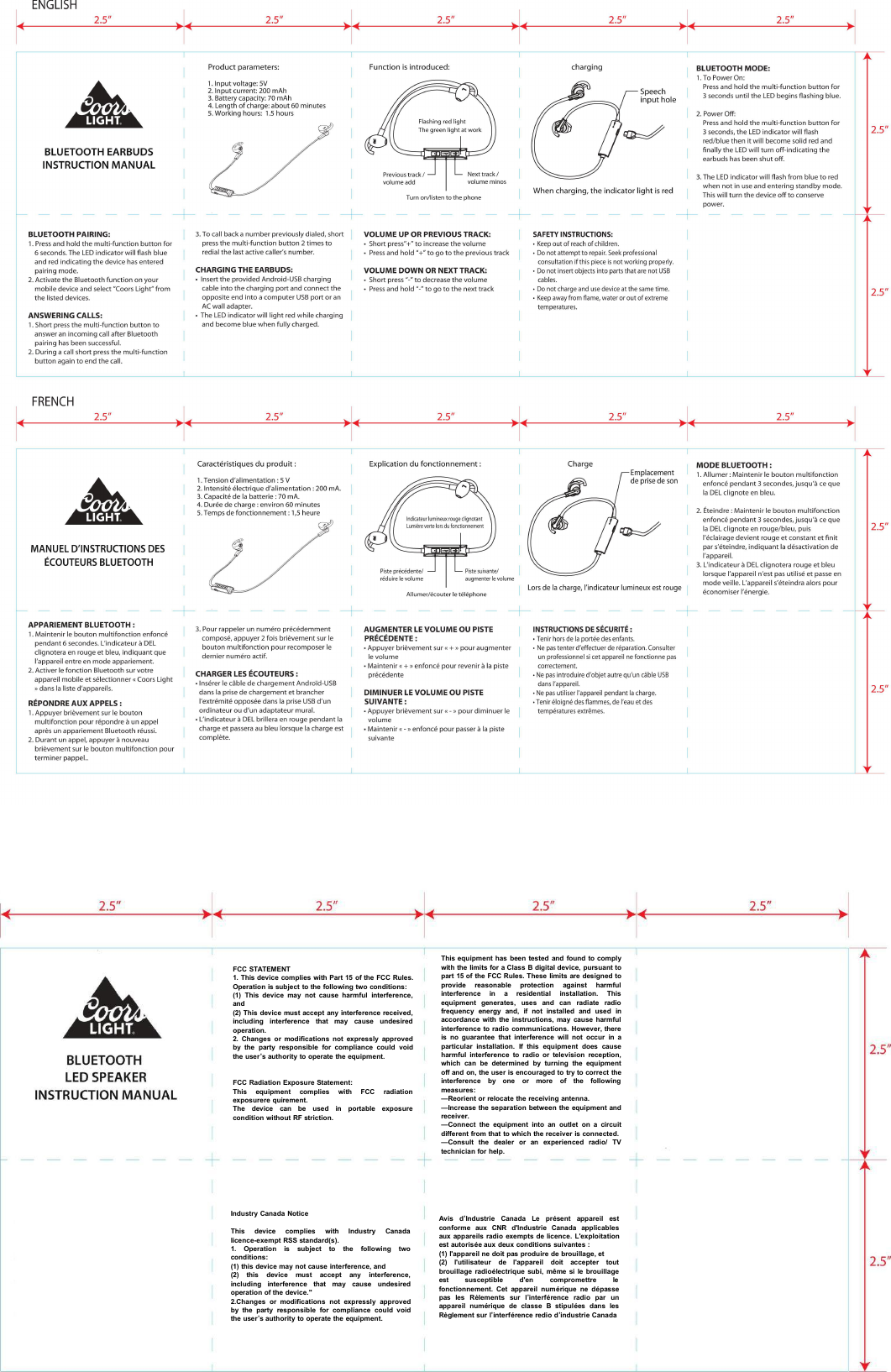 Page 1 of Zelin Technology 12169 Coors Light Bluetooth Earbuds User Manual 