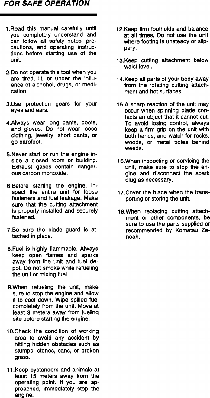 Page 2 of 10 - Zenoah Zenoah-Bc340Dwm-Users-Manual-  Zenoah-bc340dwm-users-manual