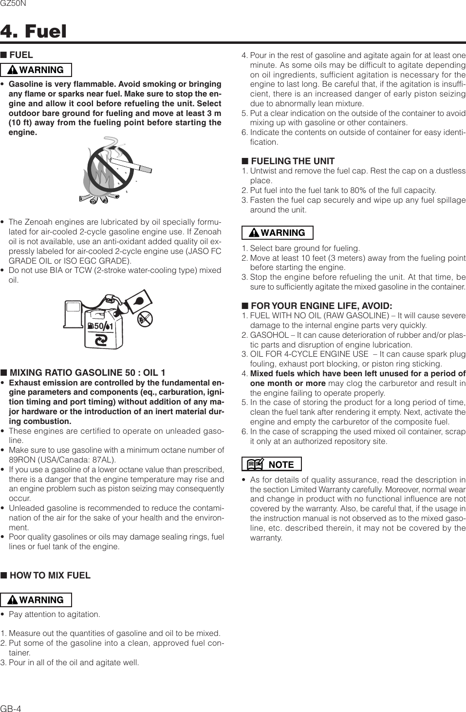 Zenoah Gz50N Users Manual 01 GZ50N_GB