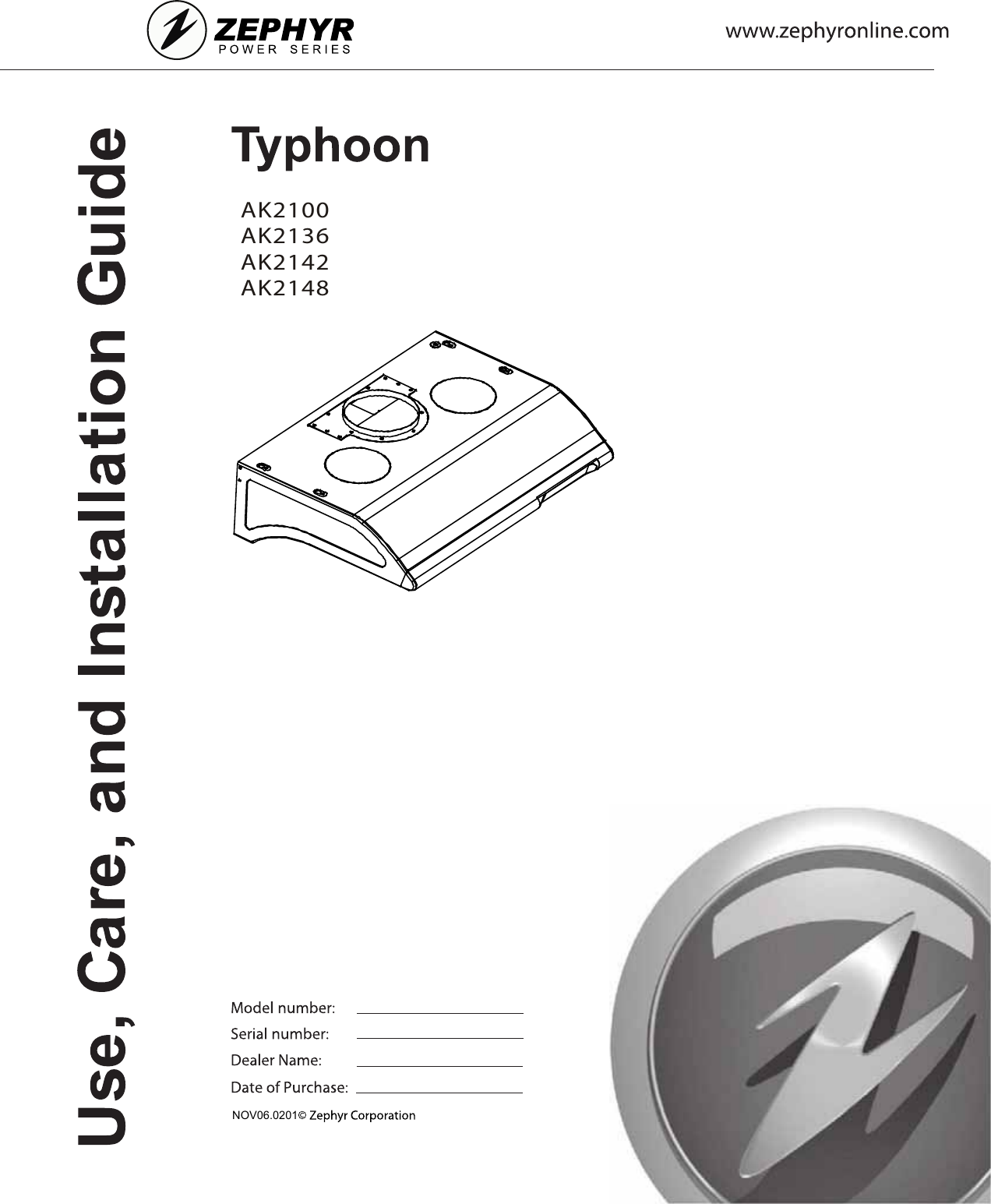 Zephyr Typhoon Ak2100 Users Manual