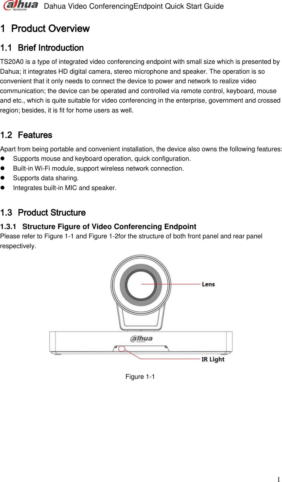 Page 10 of Zhejiang Dahua Vision Technology VCS-TS20A0 VIDEO CONFERENCING ENDPOINT User Manual