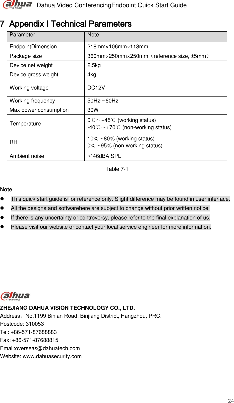 Page 33 of Zhejiang Dahua Vision Technology VCS-TS20A0 VIDEO CONFERENCING ENDPOINT User Manual