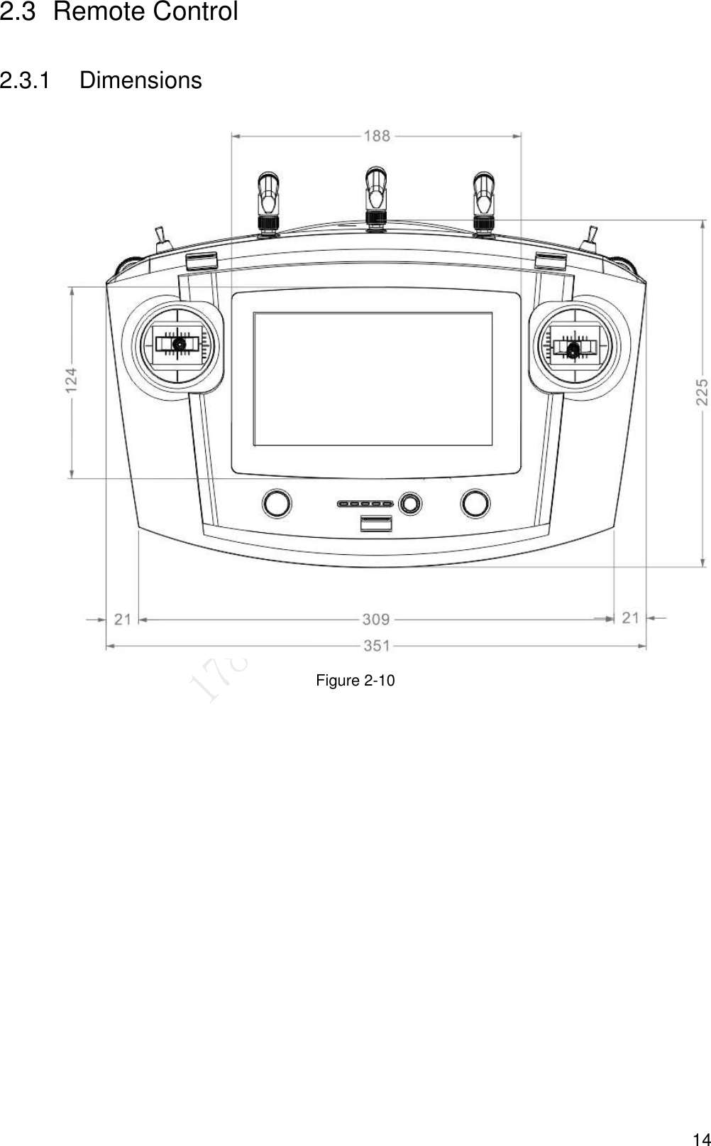  14 2.3  Remote Control 2.3.1  Dimensions  Figure 2-10 