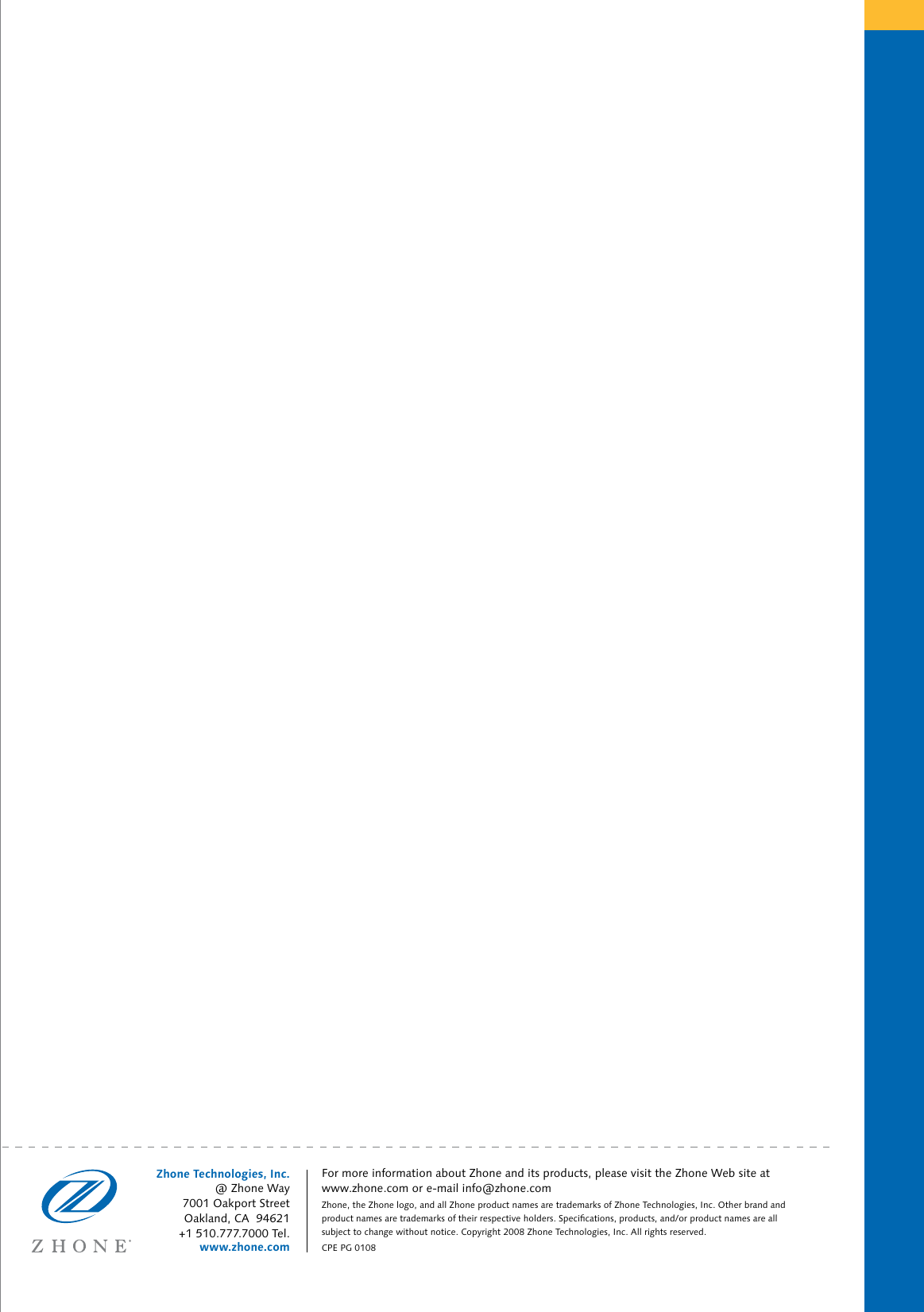 Page 7 of 7 - Zhone Zhone-2110-Users-Manual- Customer Premises Equipment Product Guide  Zhone-2110-users-manual