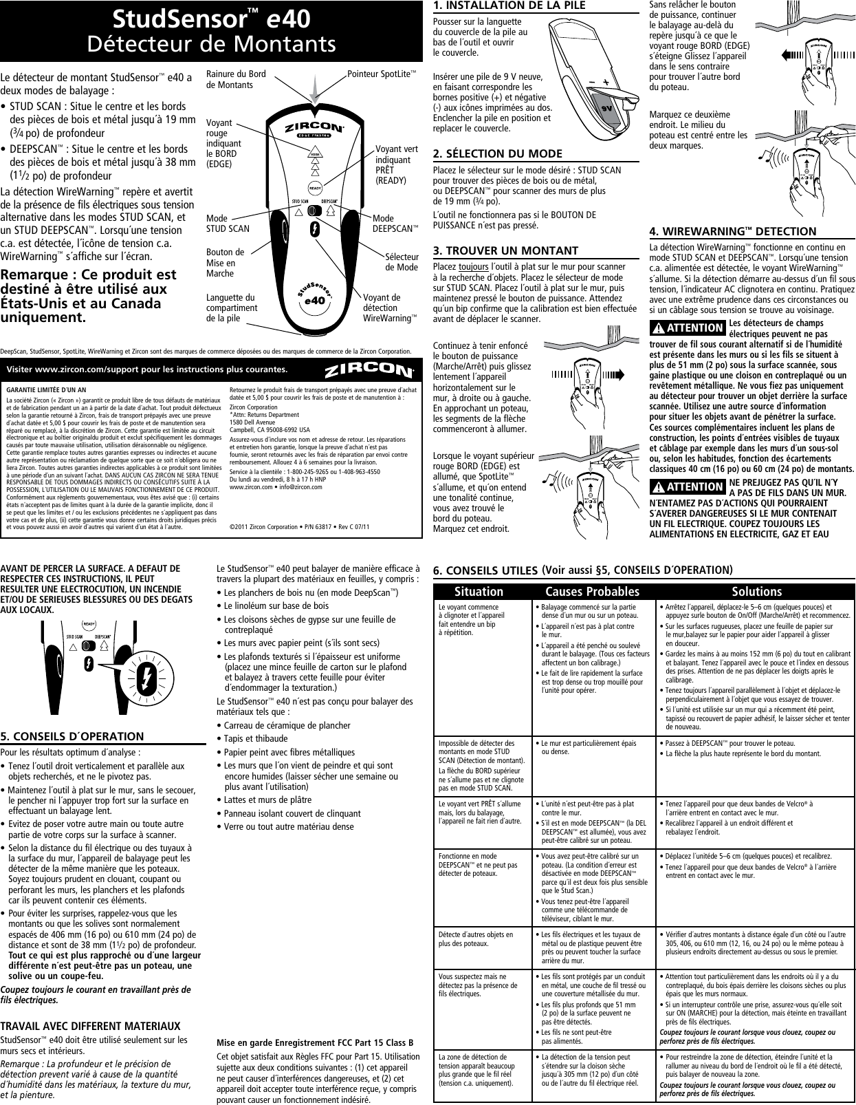Page 3 of 3 - Zircon Zircon-Studsensor-E40-Owner-S-Manual
