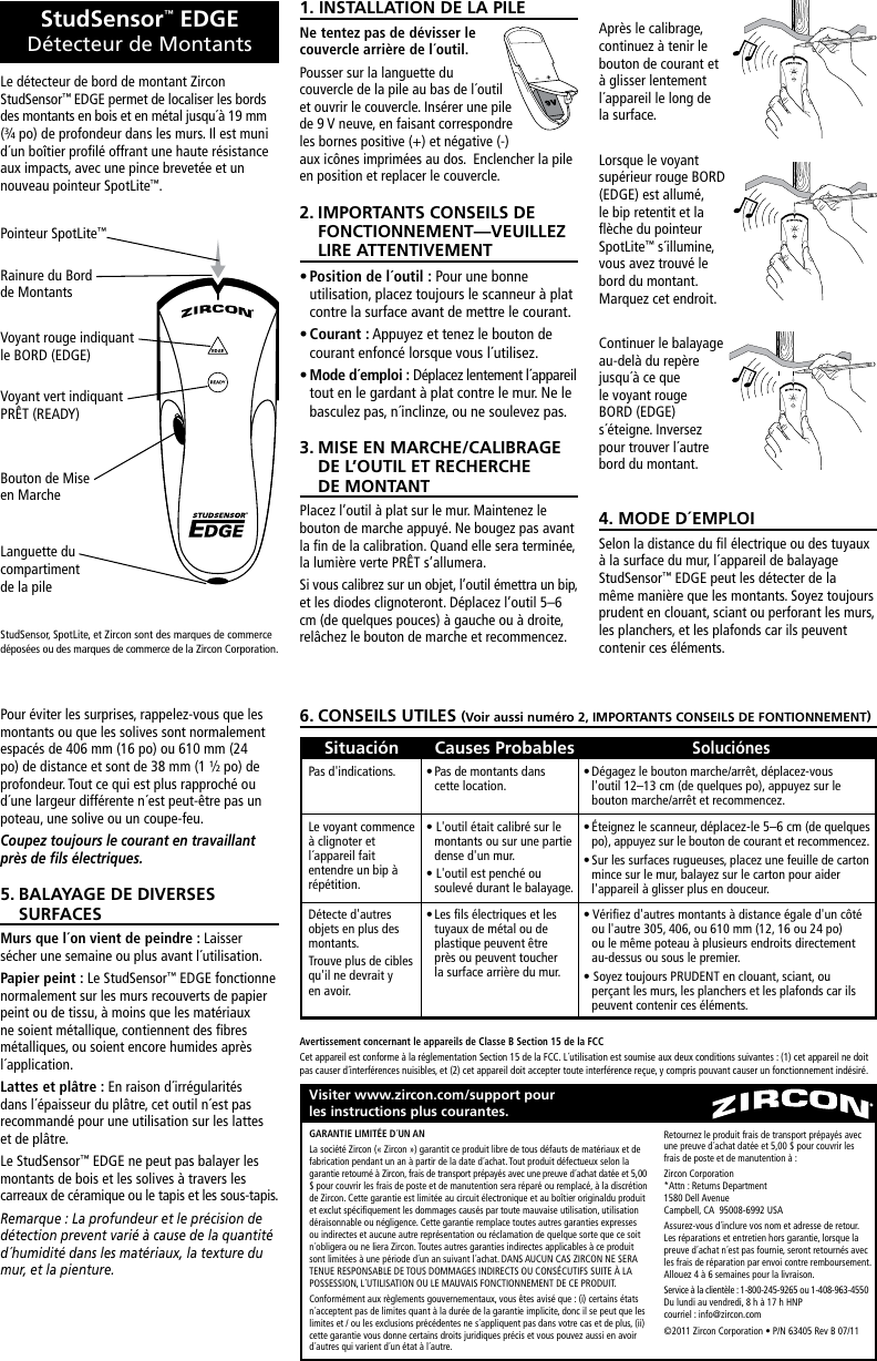 Page 3 of 3 - Zircon Zircon-Studsensor-Edge-Owner-S-Manual