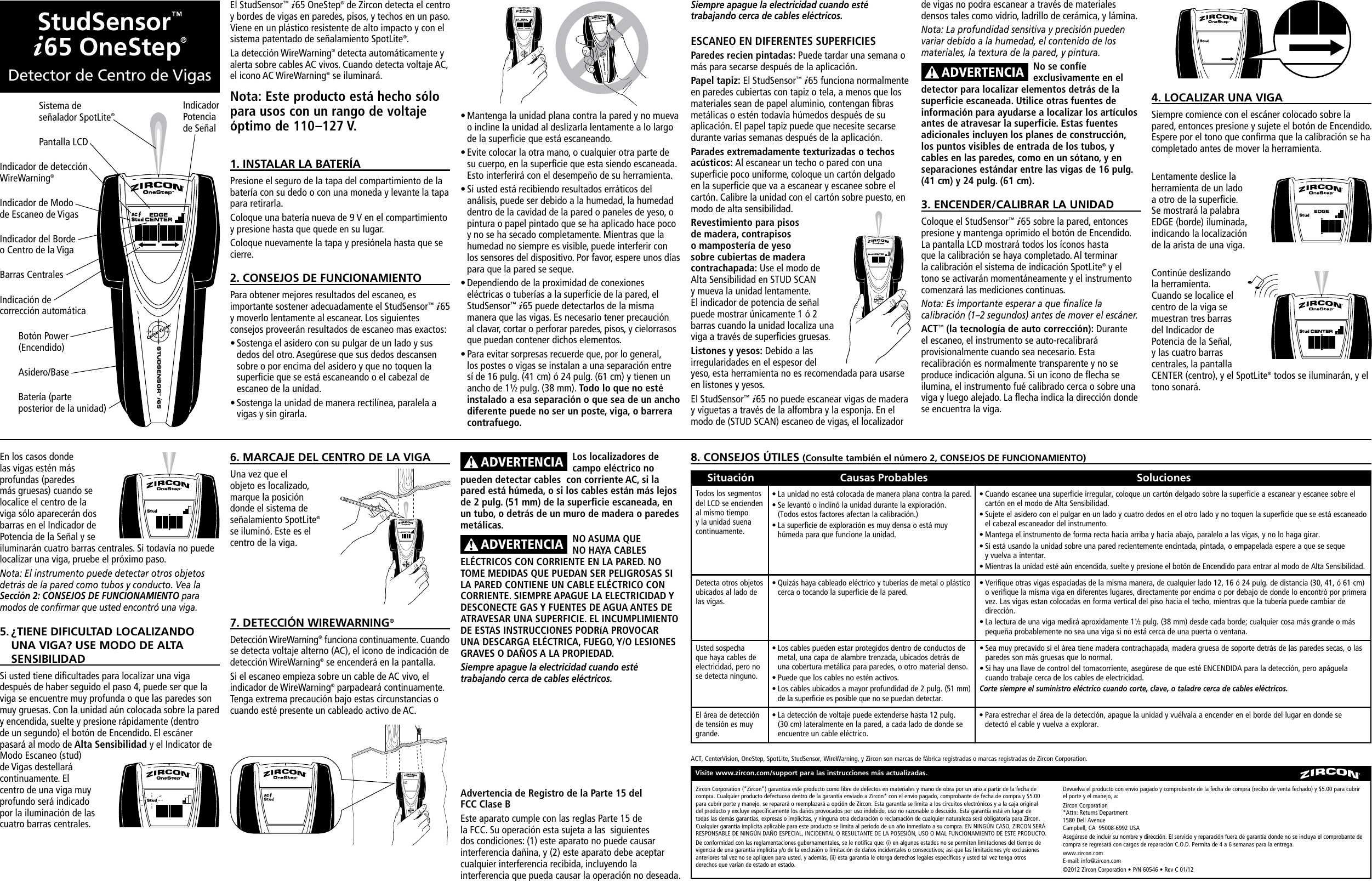 Page 2 of 3 - Zircon Zircon-Studsensor-I65-Onestep-Owner-S-Manual