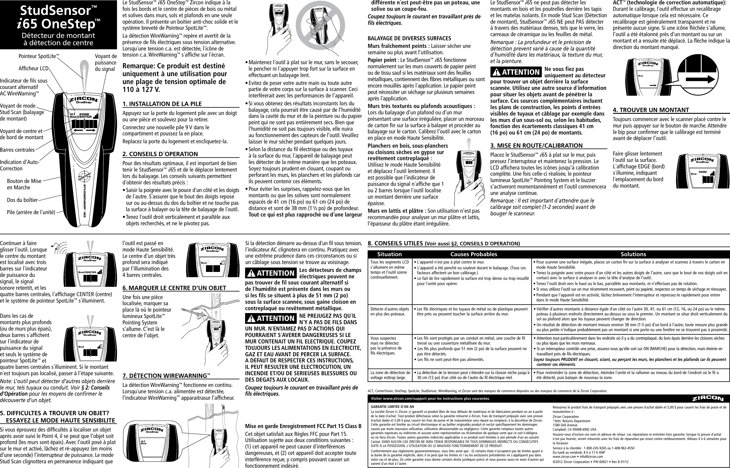 Page 3 of 3 - Zircon Zircon-Studsensor-I65-Onestep-Owner-S-Manual